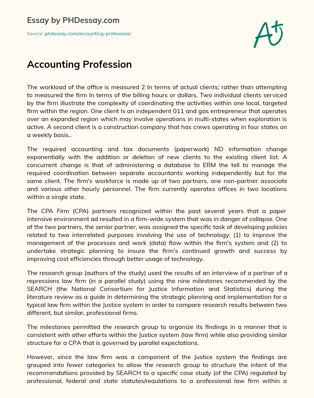 Accounting Profession essay