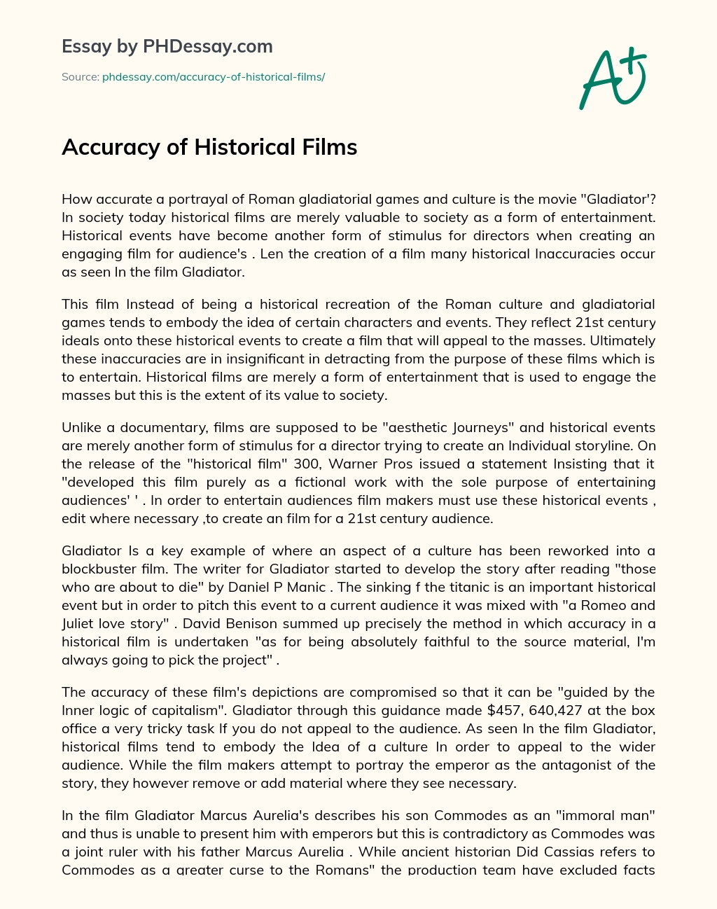 Accuracy of Historical Films essay
