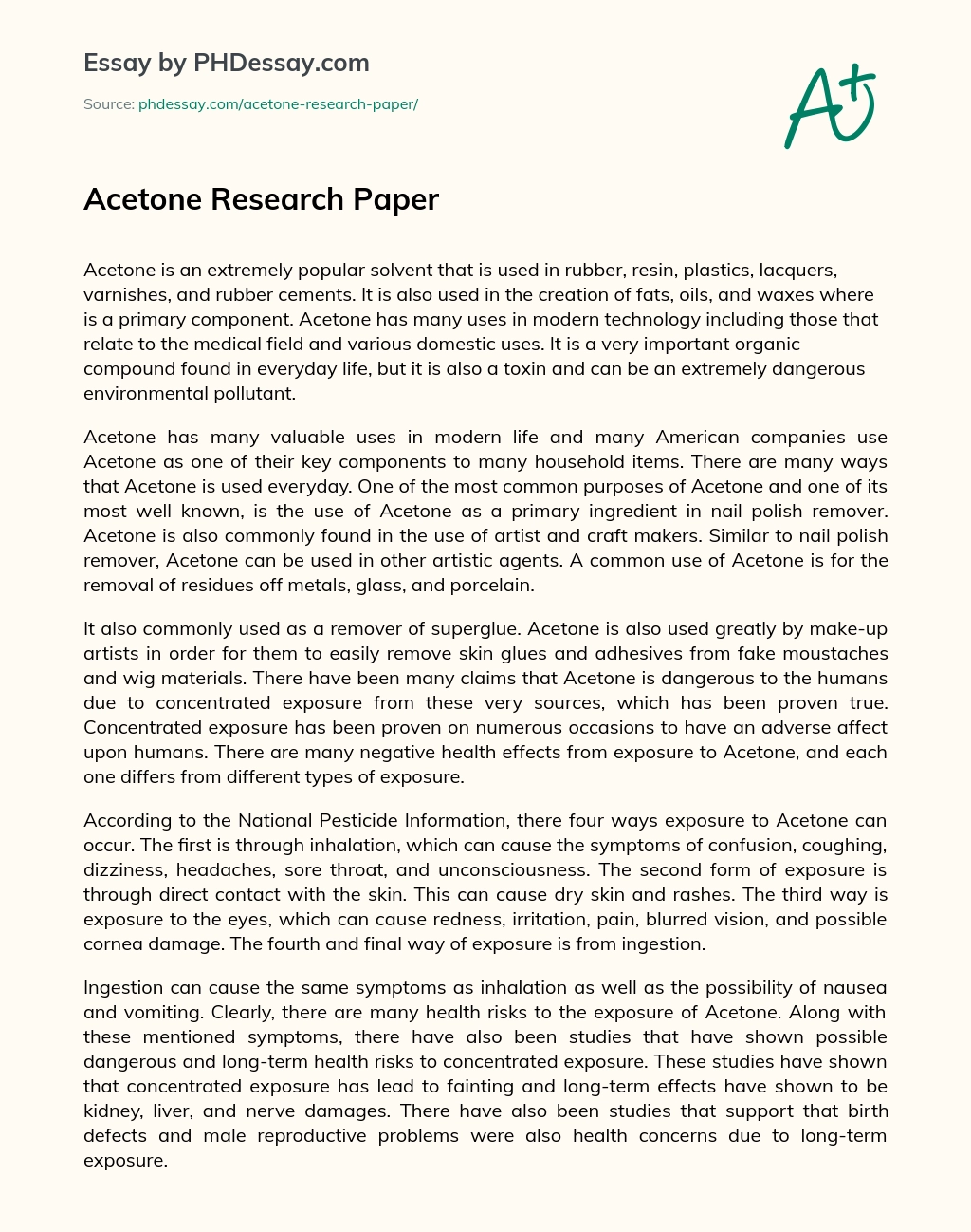 Acetone Research Paper essay