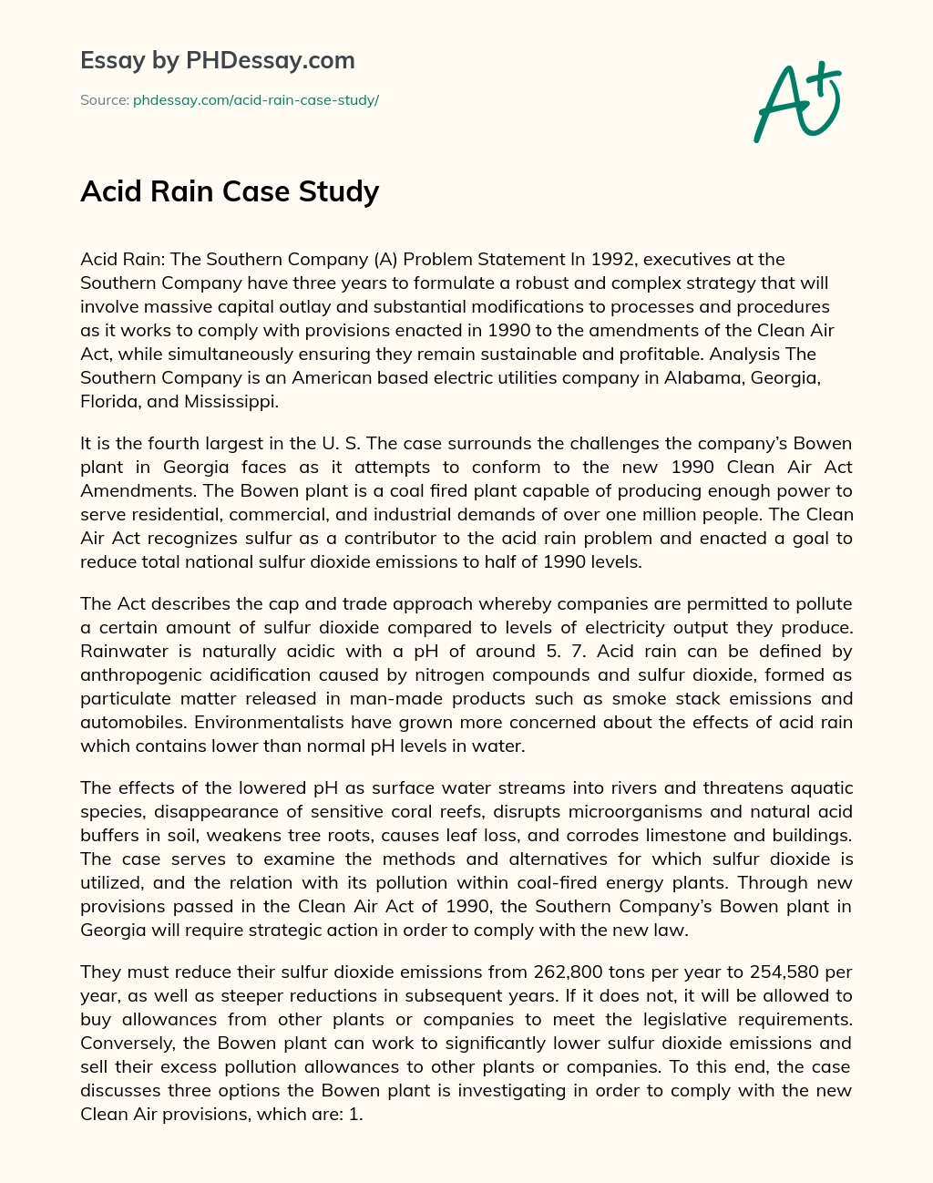 Acid Rain Case Study essay
