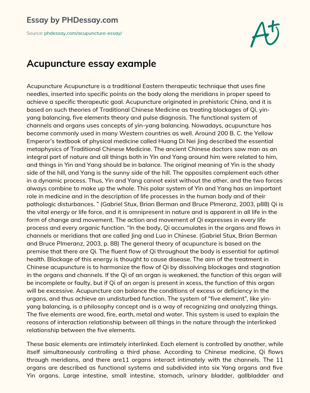 Acupuncture essay example essay