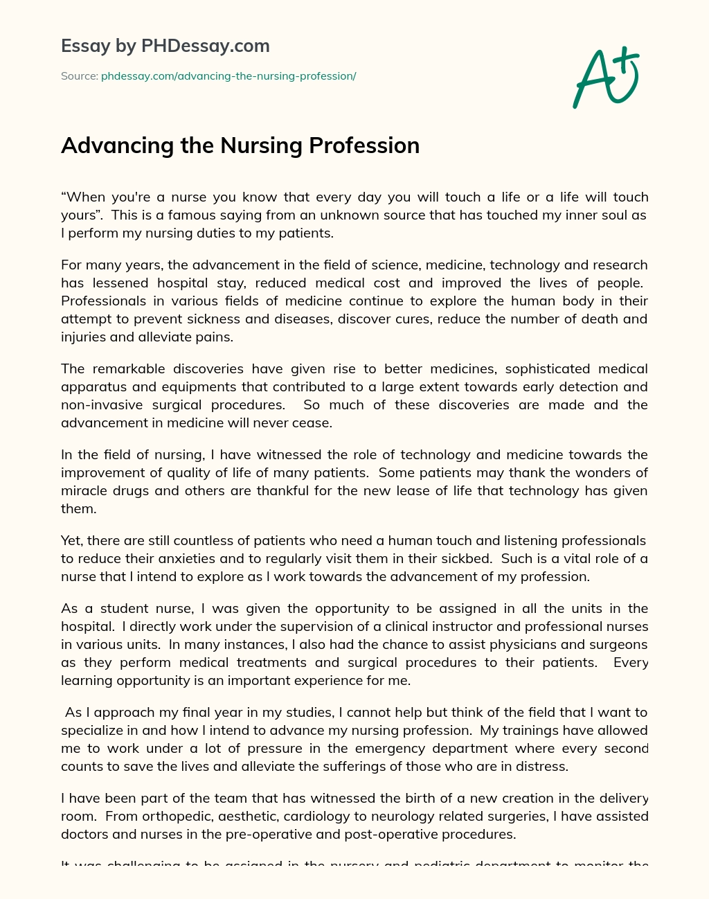 Реферат: The Science And Art Of Nursing Essay