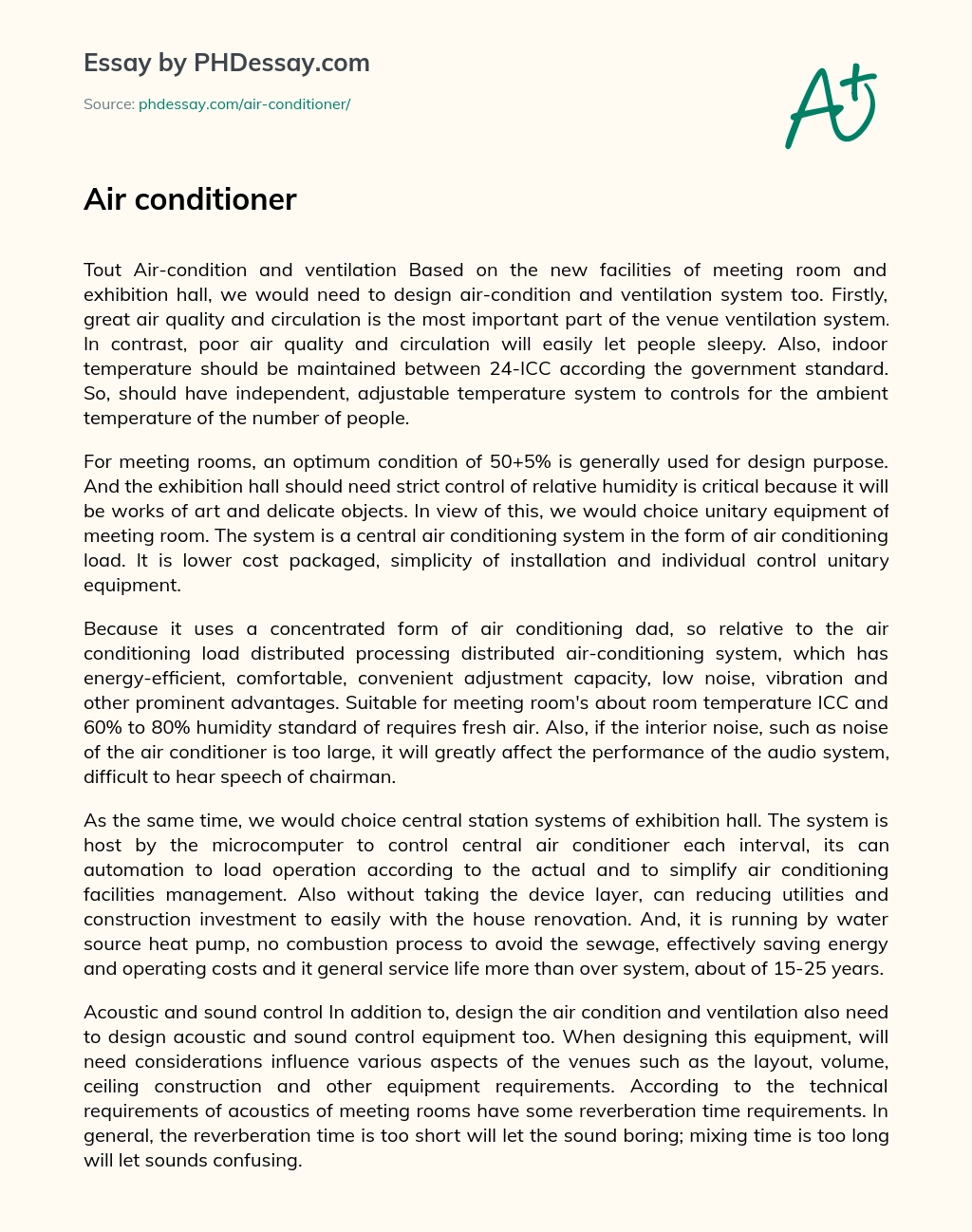 essay about air conditioner