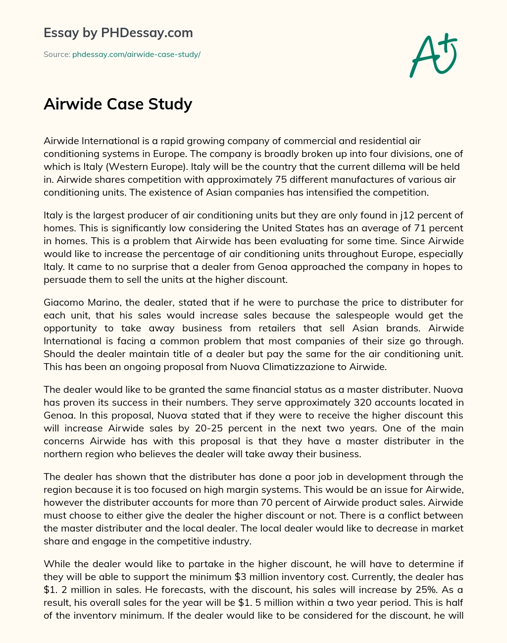 Airwide Case Study essay