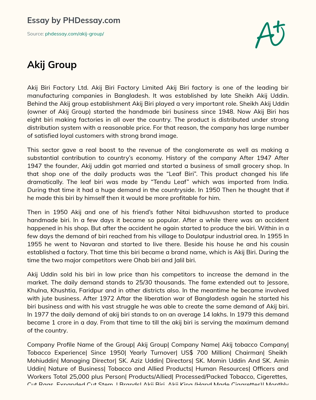 Akij Group essay