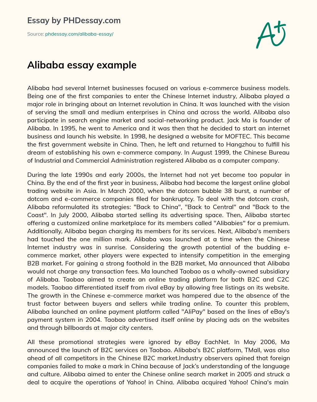Alibaba essay example essay