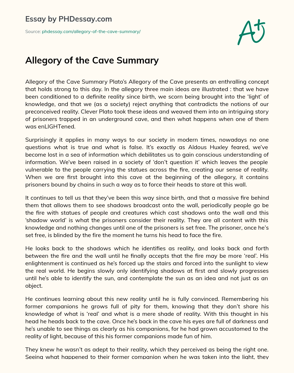 allegory of the cave essay