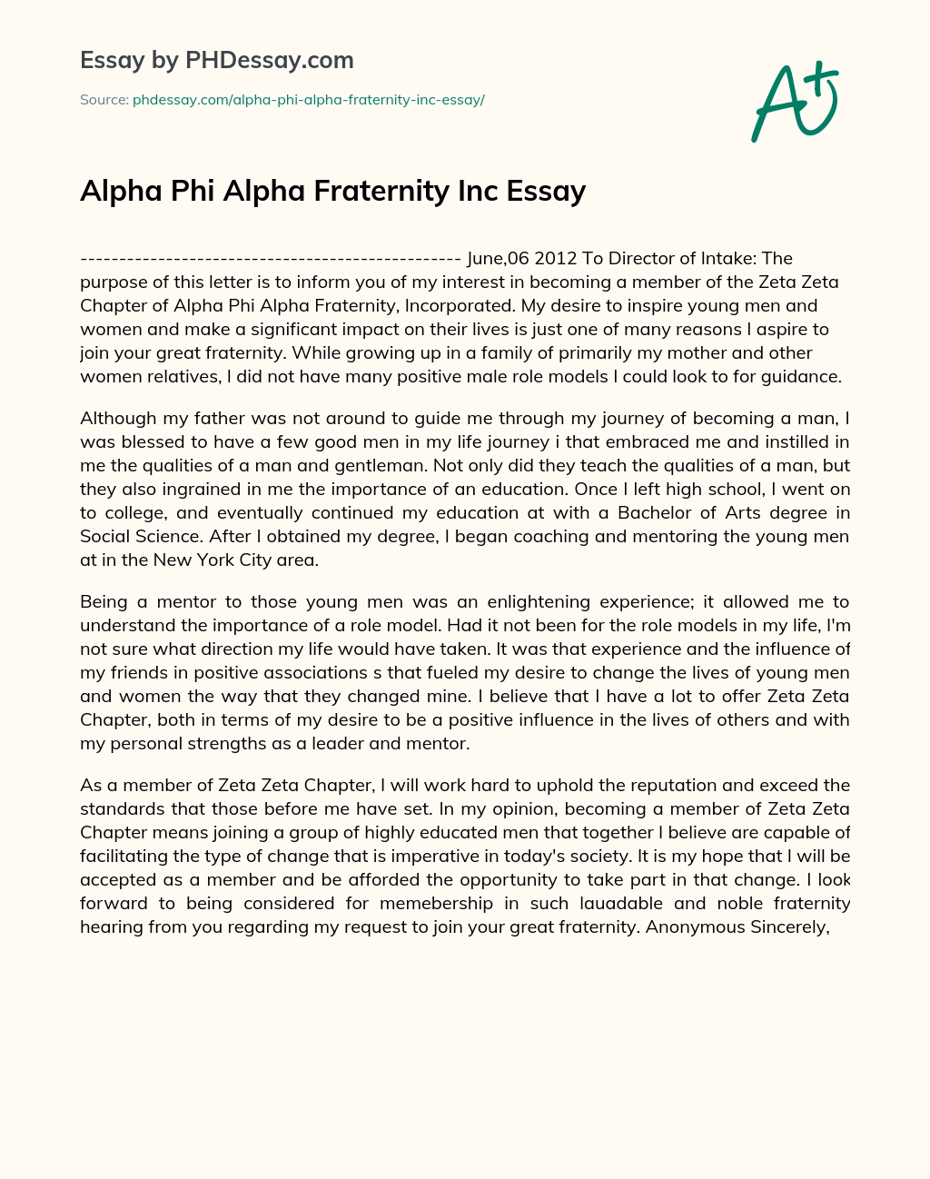 Alpha Phi Alpha Fraternity Inc Essay essay