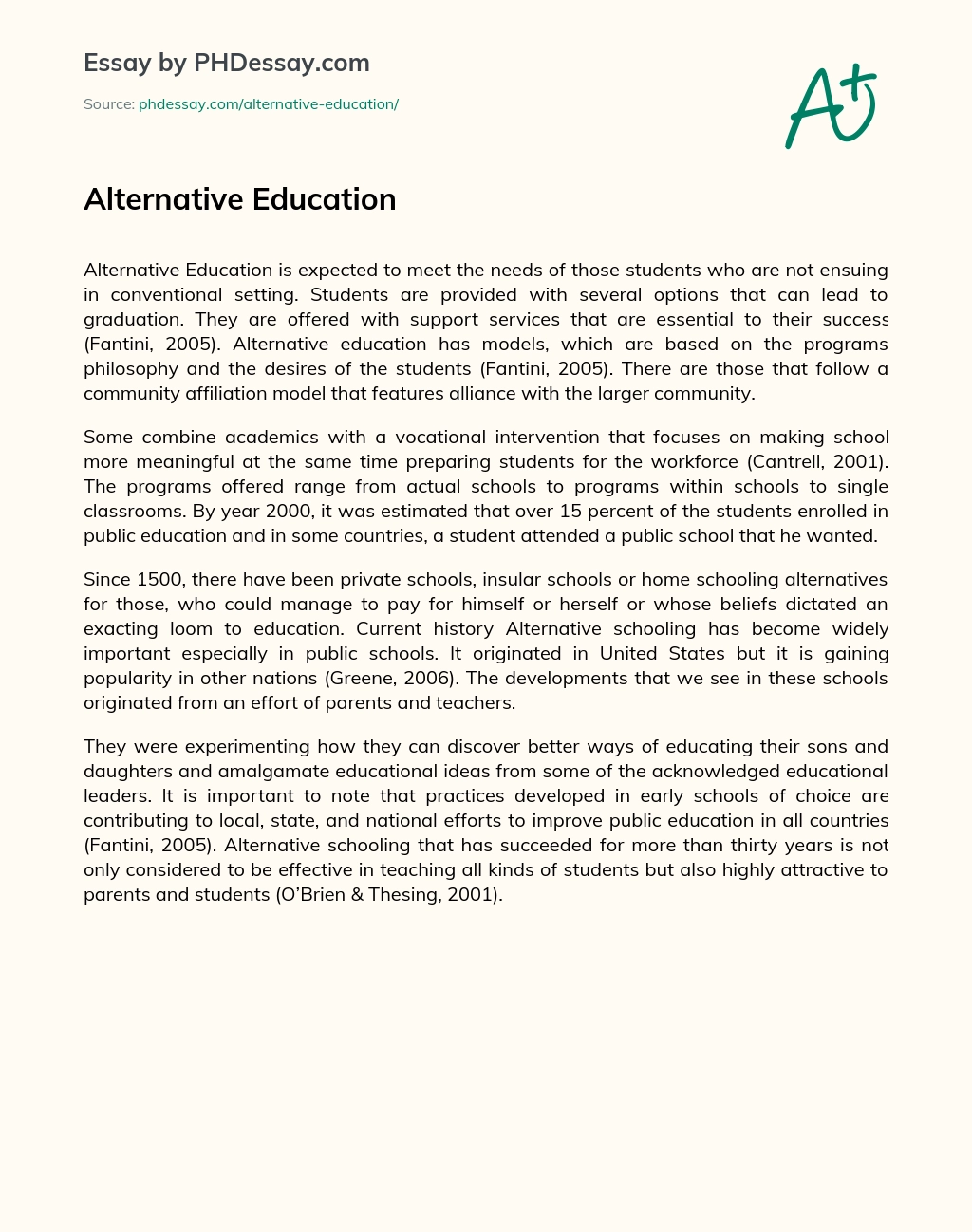 Alternative Education essay