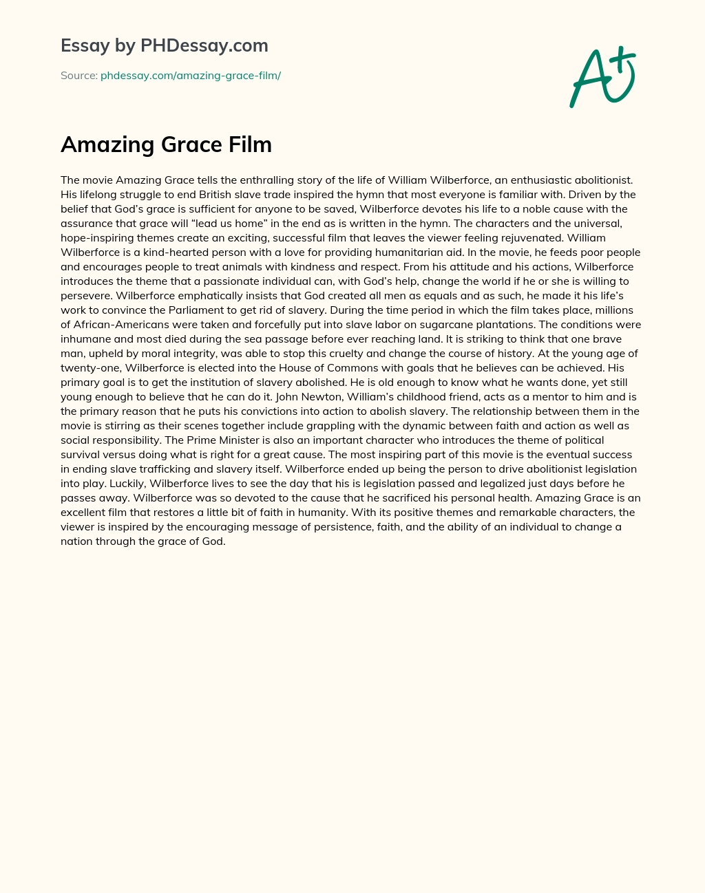 Amazing Grace Film essay