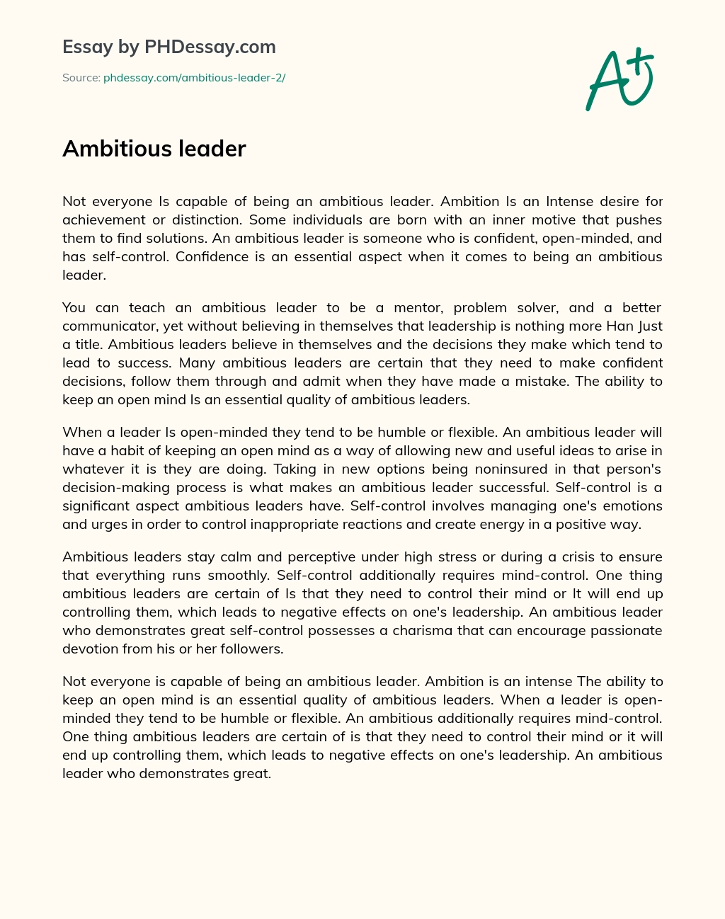 Ambitious leader essay