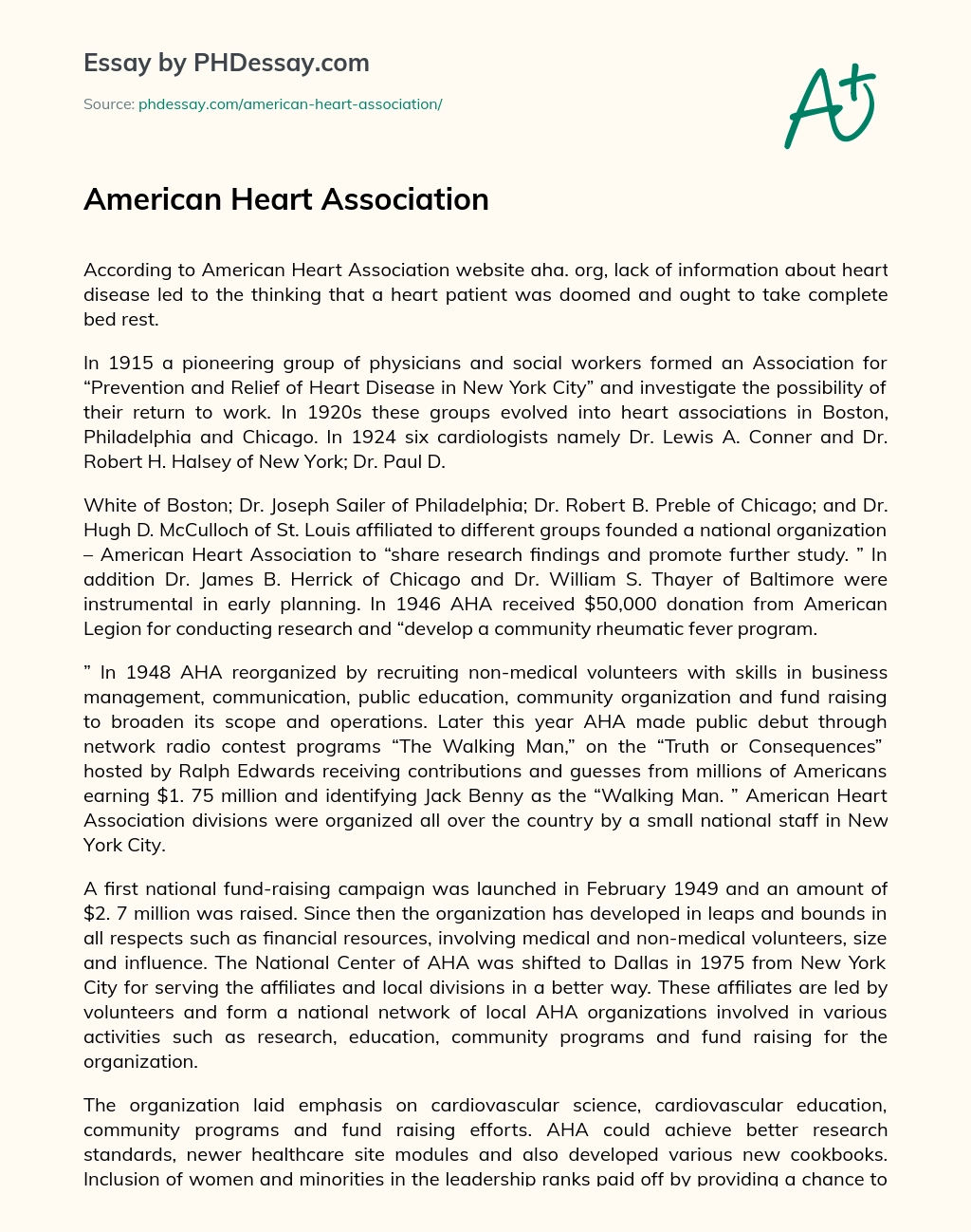 American Heart Association essay
