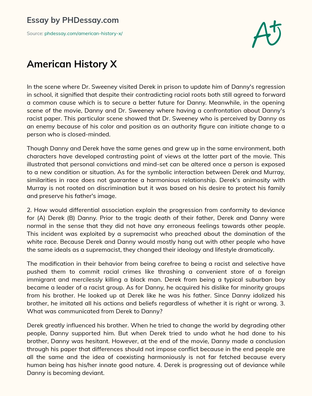 American History X essay