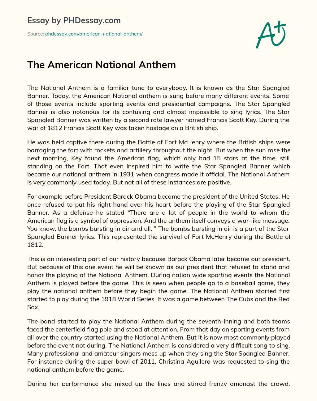 The American National Anthem essay