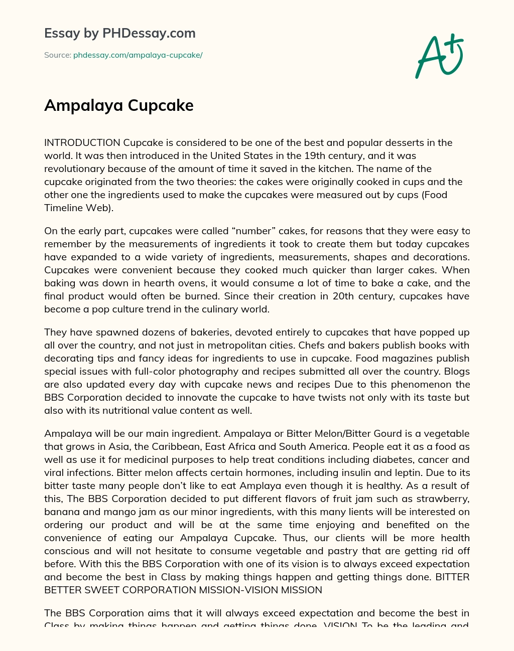 Ampalaya Cupcake essay