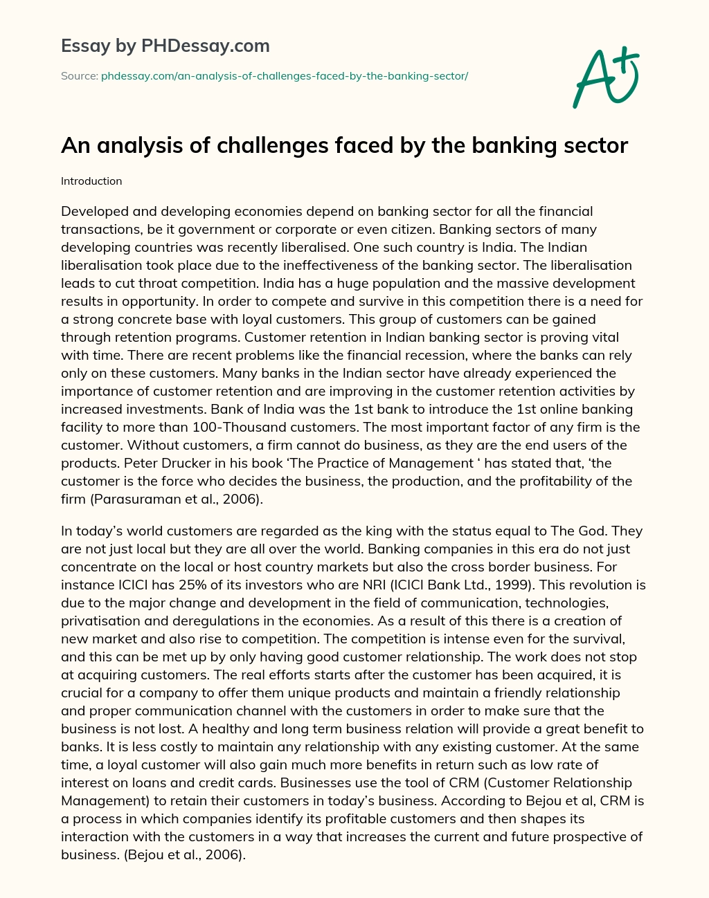 An analysis of challenges faced by the banking sector essay