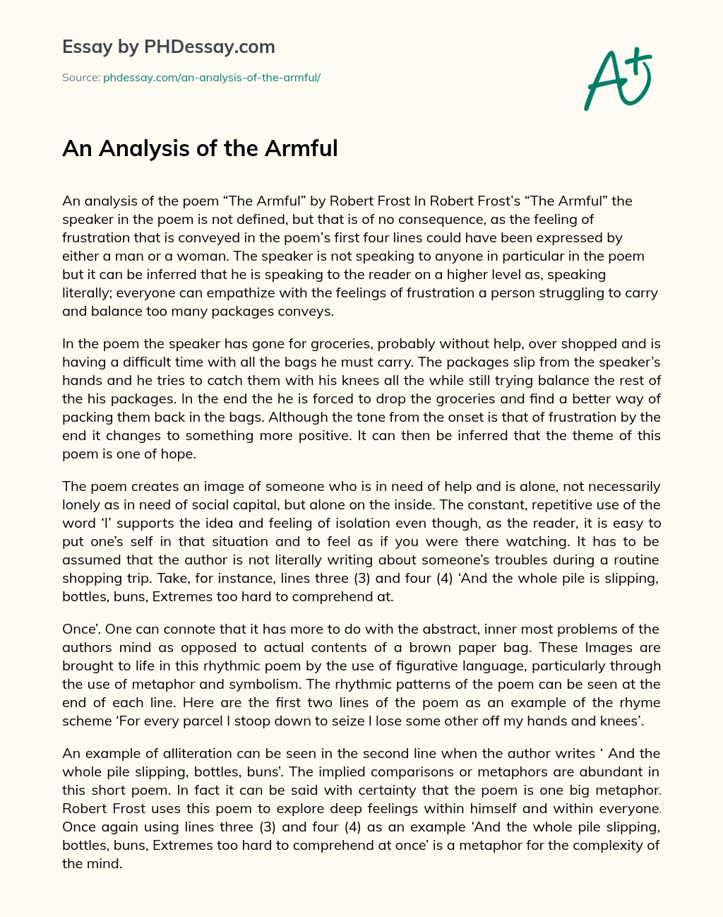 An Analysis of the Armful essay