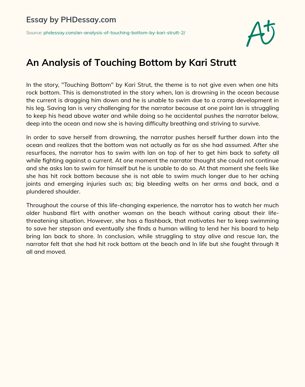 An Analysis of Touching Bottom by Kari Strutt essay