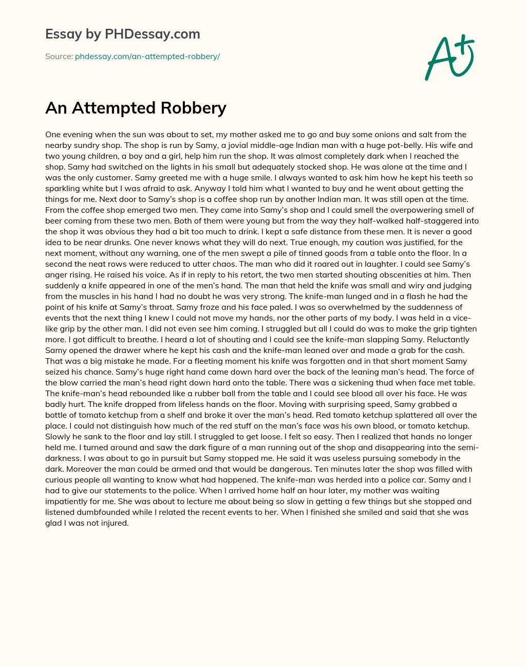 An Attempted Robbery essay