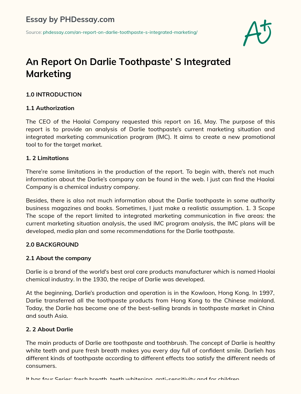 An Report On Darlie Toothpaste’ S Integrated Marketing essay