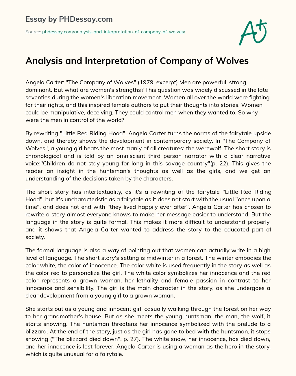 Analysis and Interpretation of Company of Wolves essay