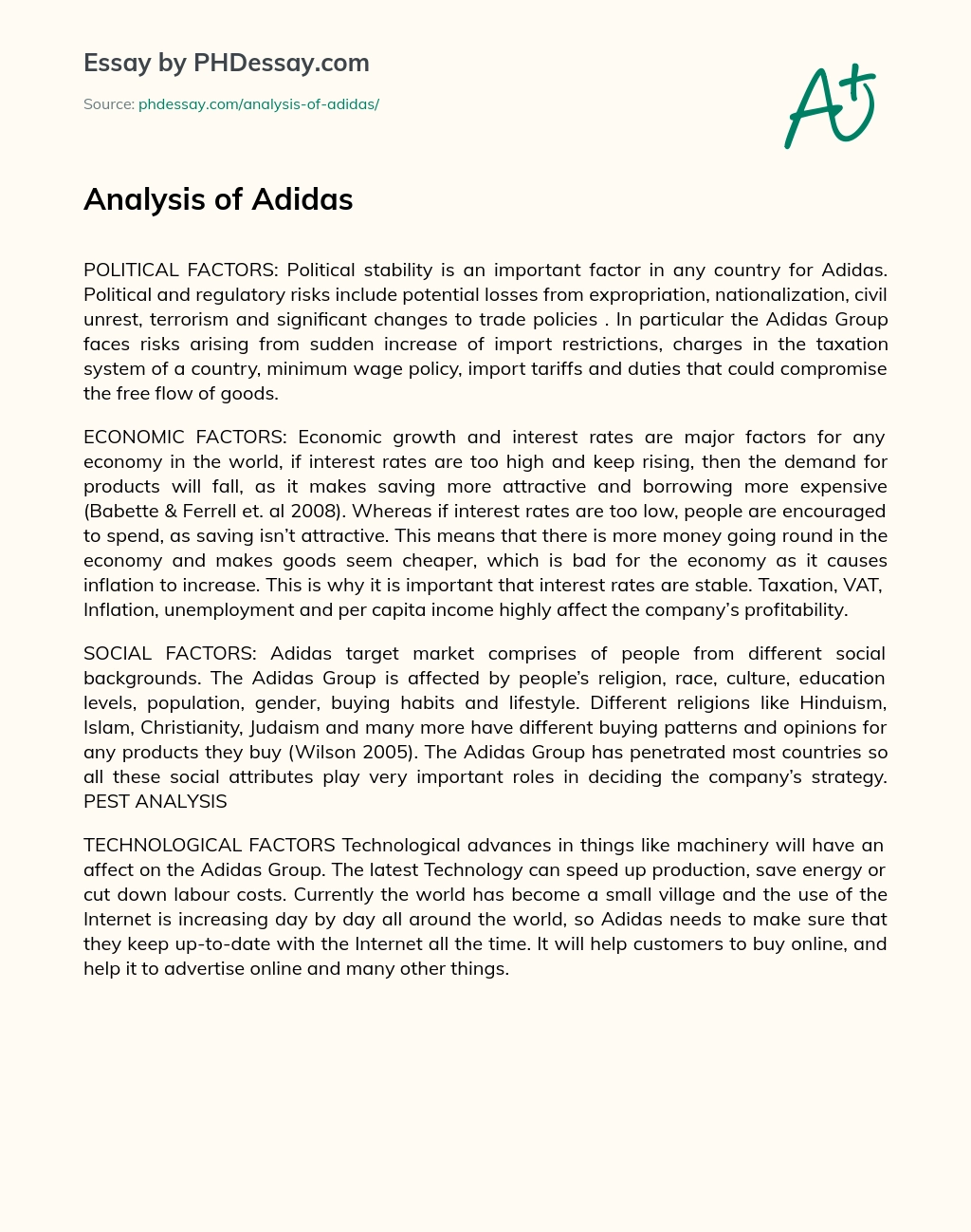 Analysis of Adidas essay