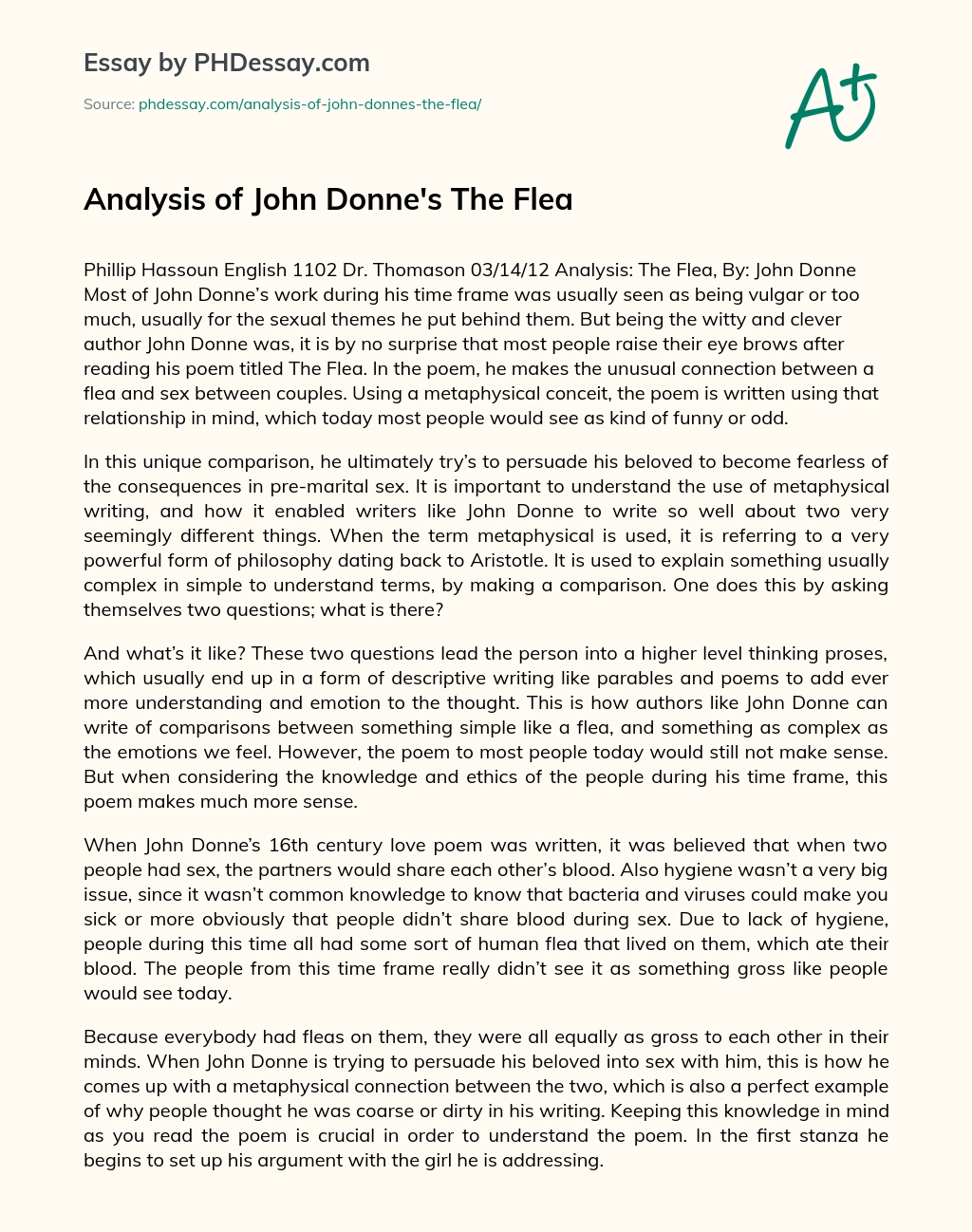 john donne the flea critical analysis