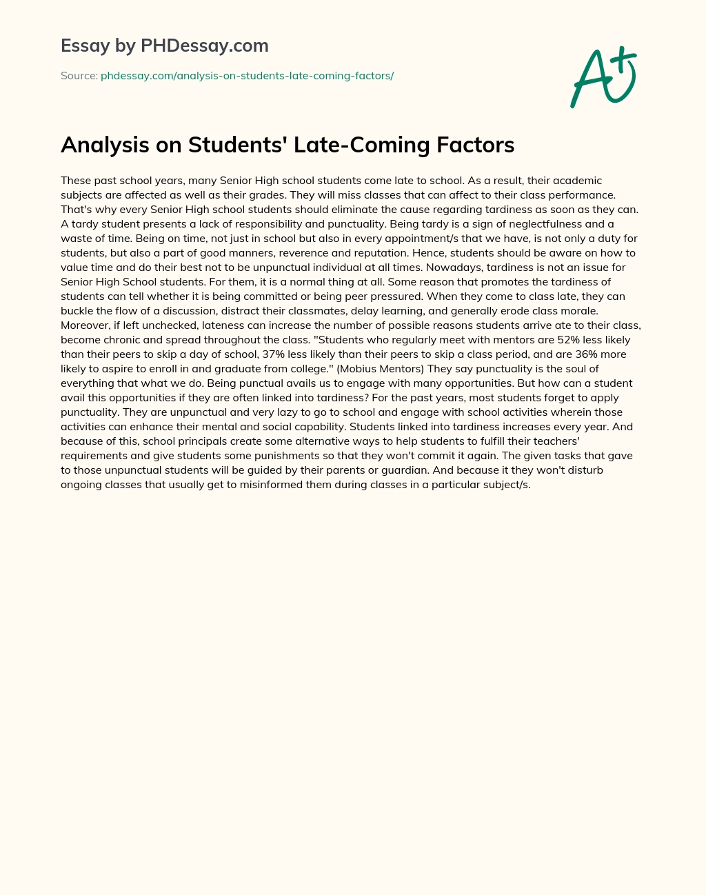Analysis on Students’ Late-Coming Factors essay