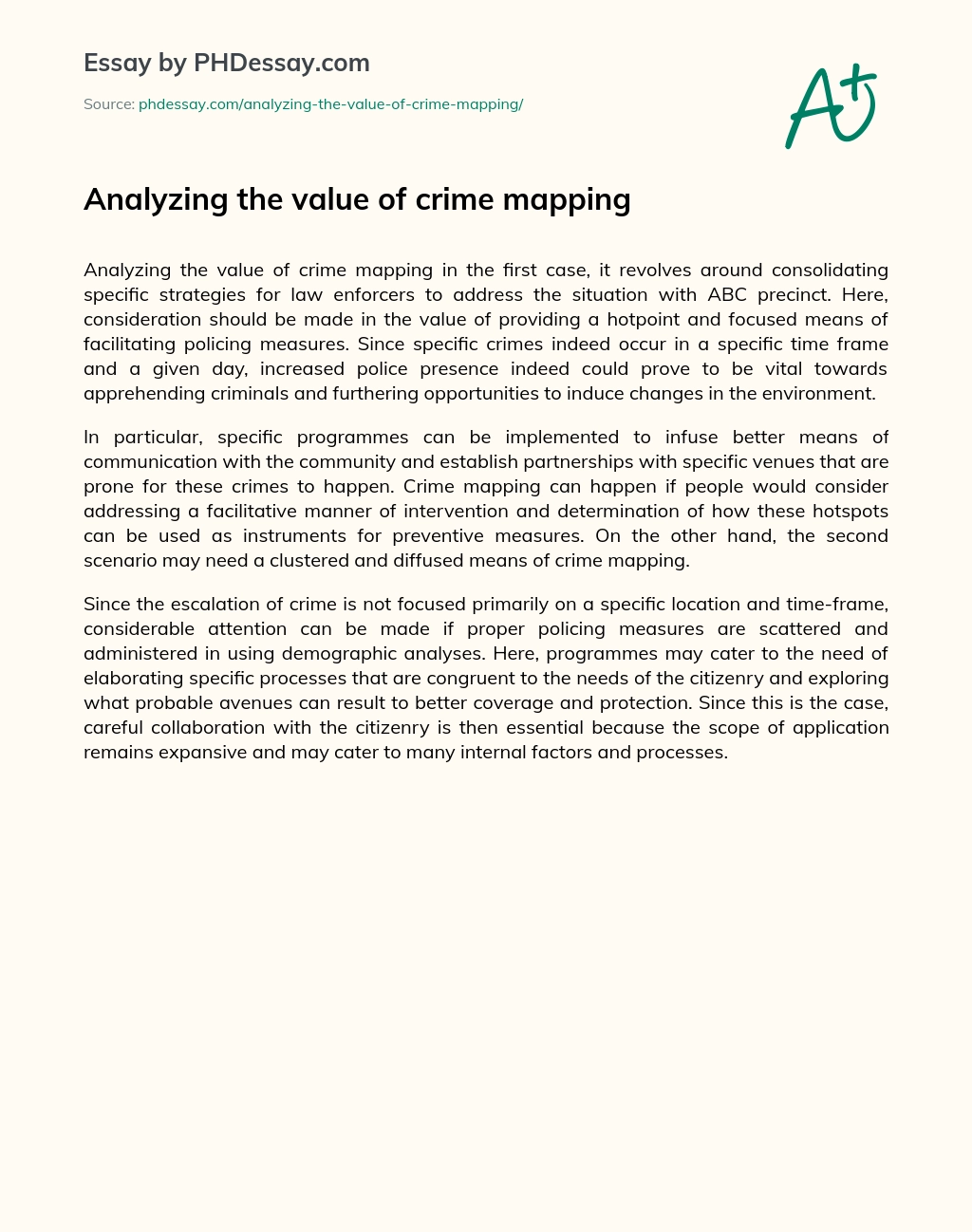 Analyzing the value of crime mapping essay
