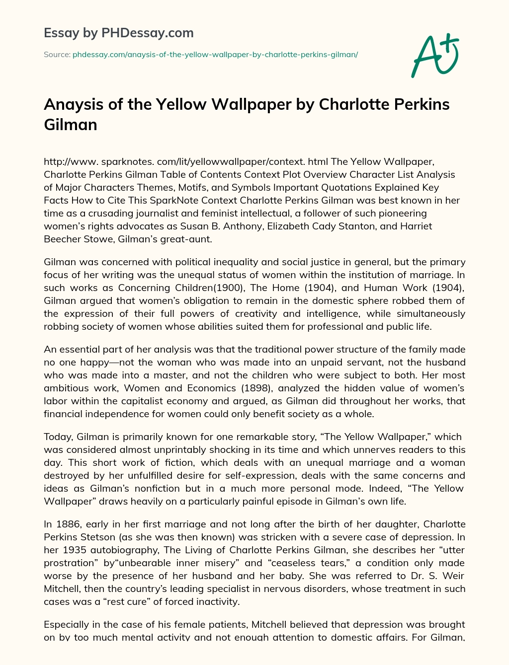 Реферат: Charlotte Perkins Gilman Essay Research Paper Good