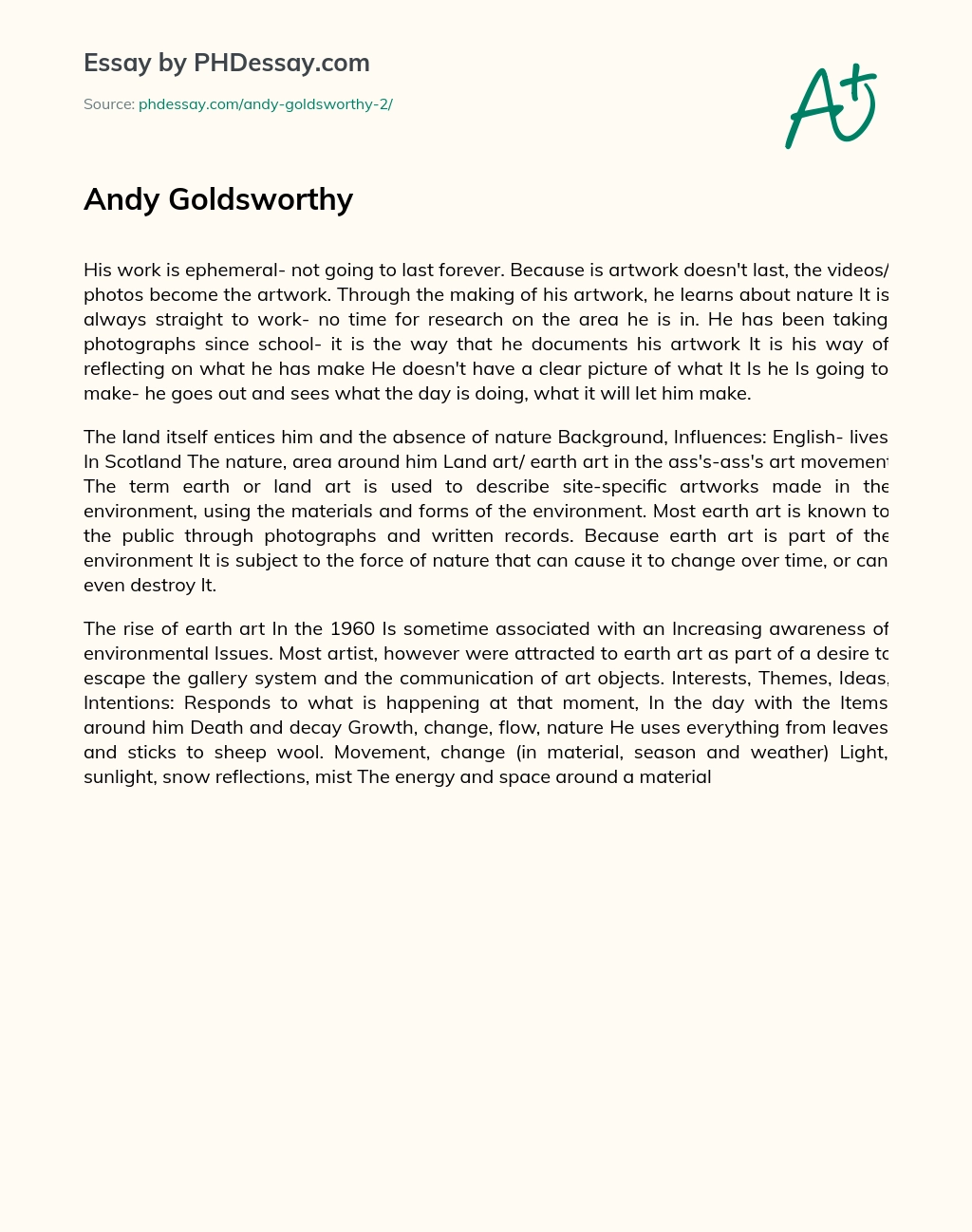 Andy Goldsworthy essay