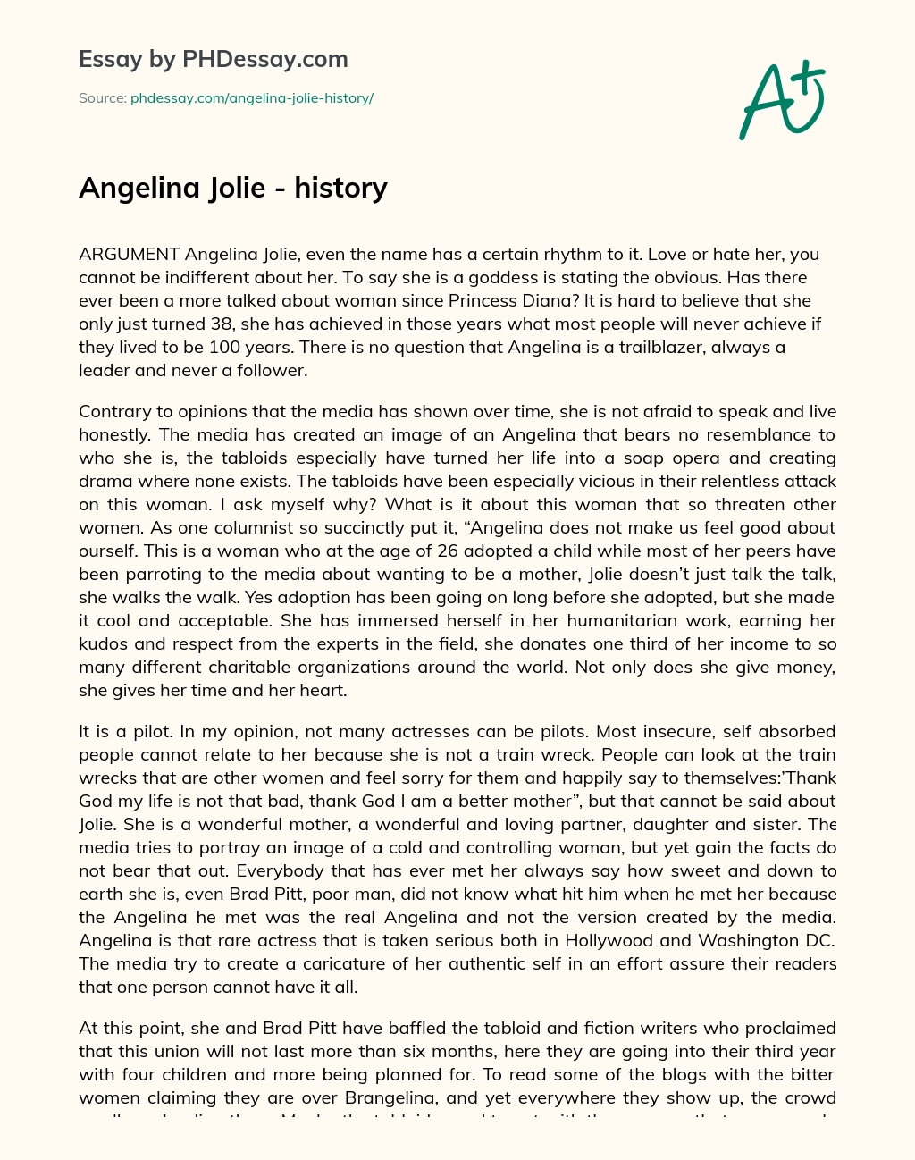 Angelina Jolie – history essay