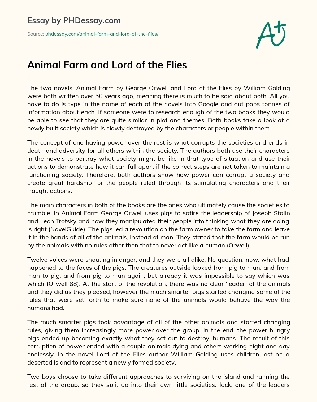 Реферат: Animal Farm Utopia Essay Research Paper Animal