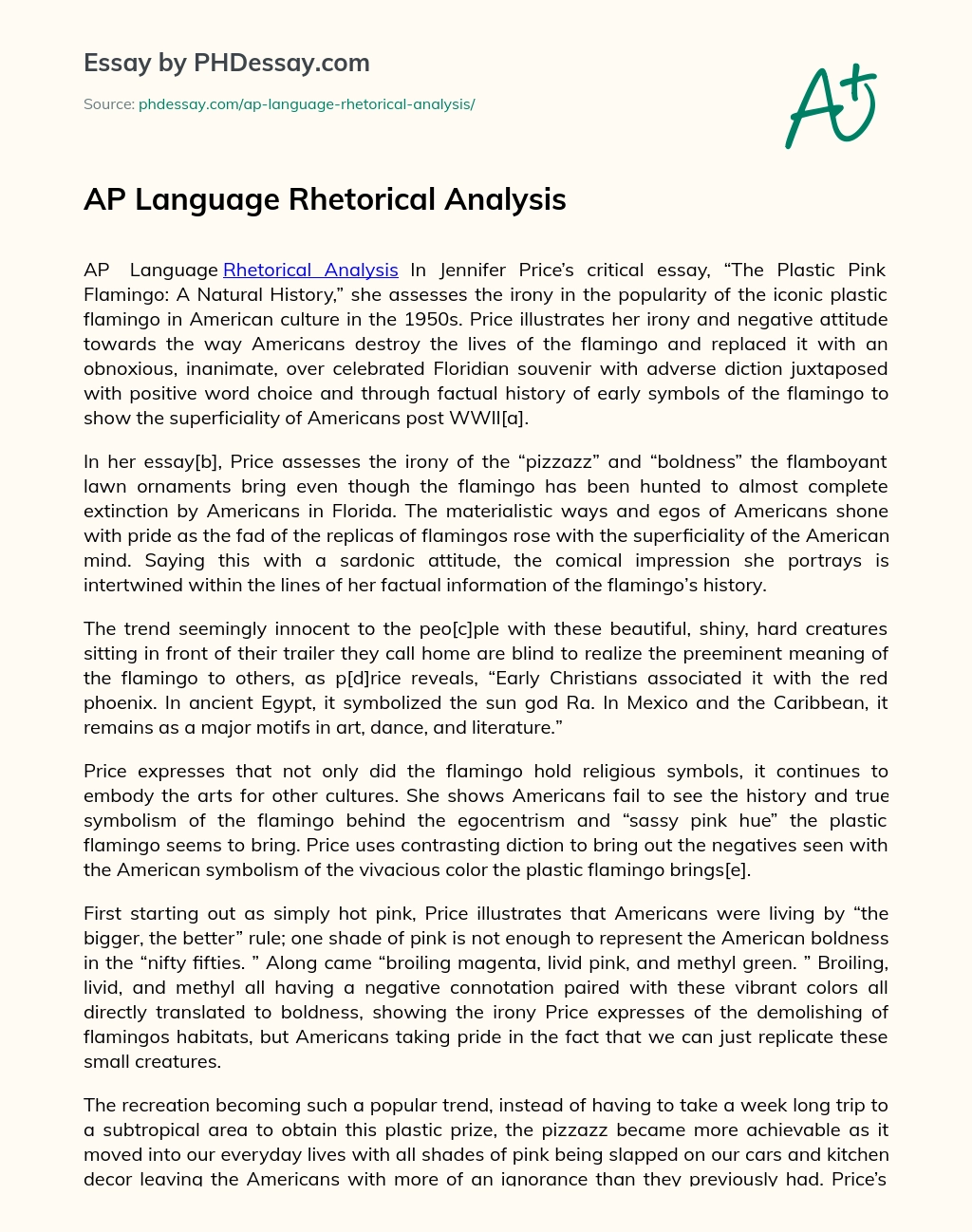 AP Language Rhetorical Analysis essay