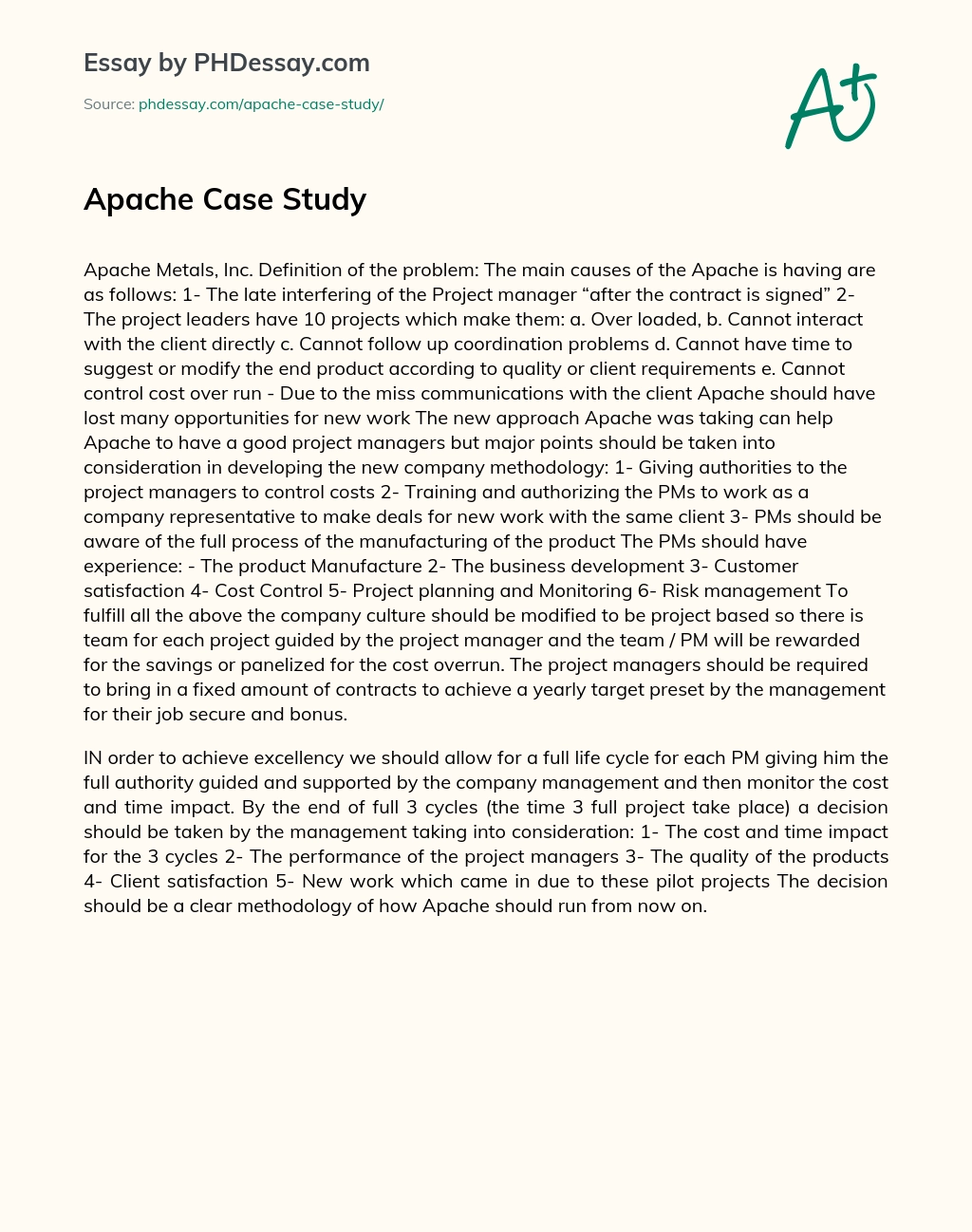 Apache Case Study essay