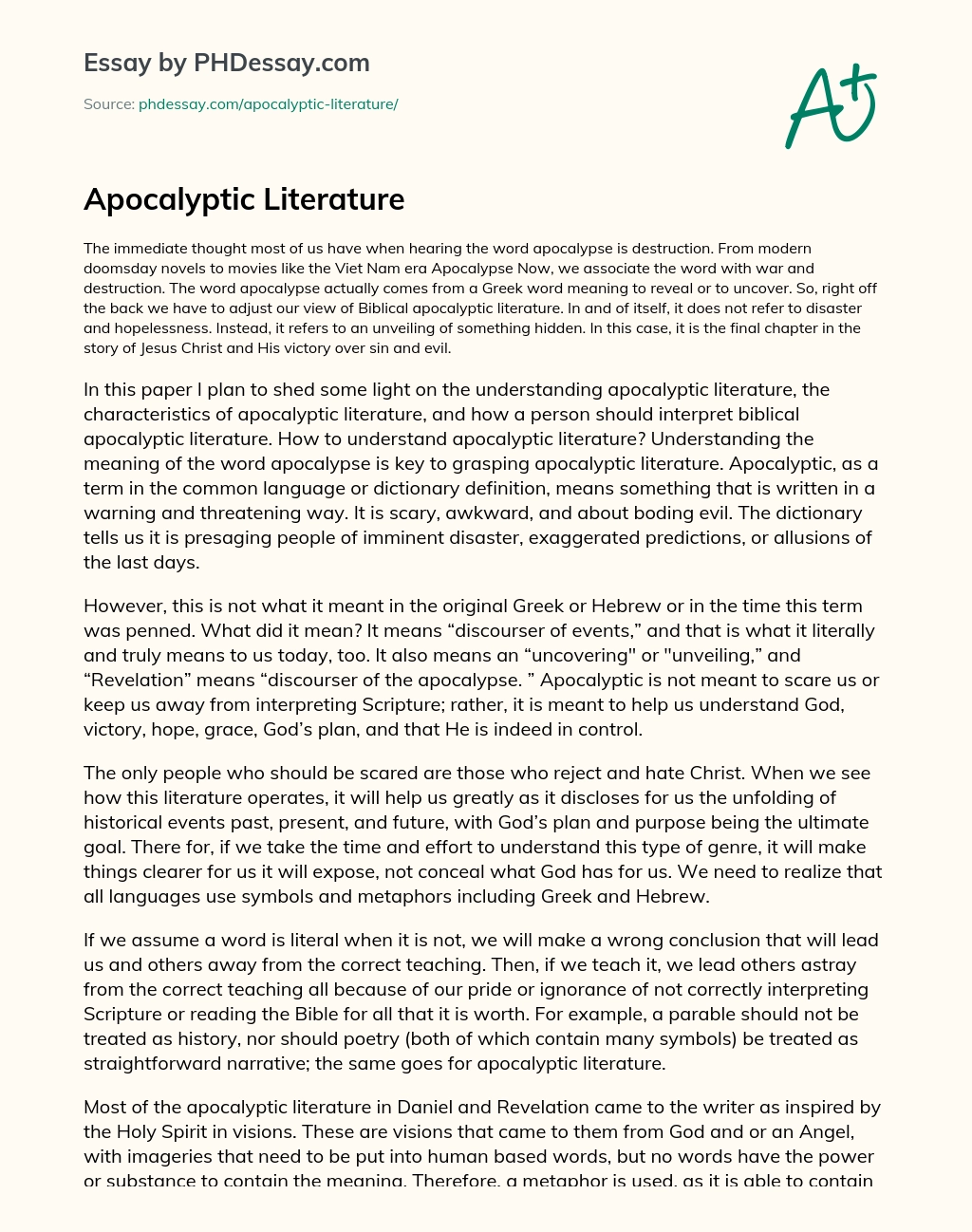 Apocalyptic Literature essay