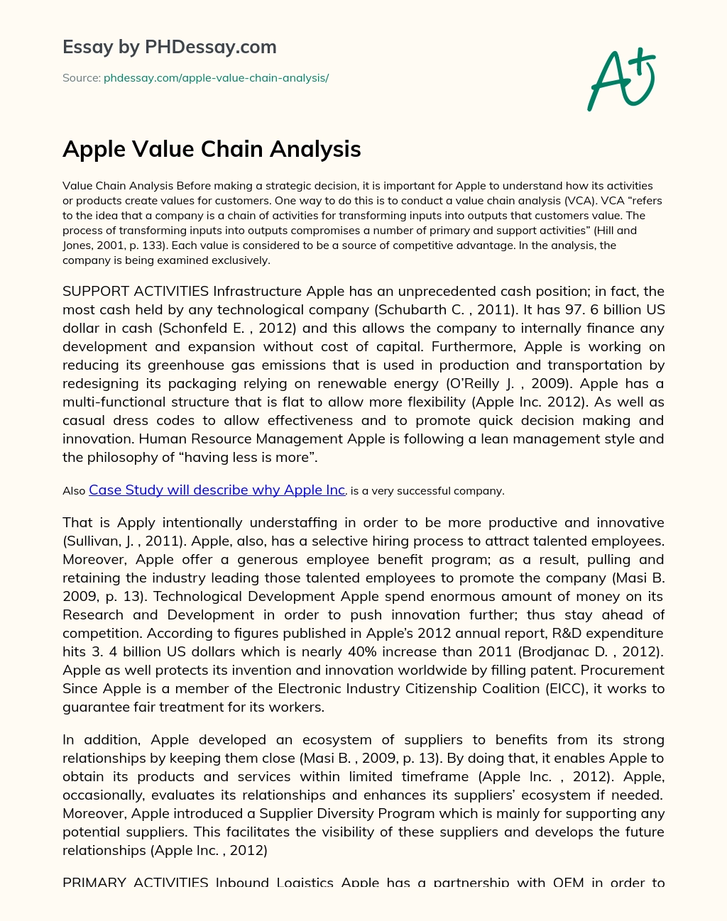 Apple Value Chain Analysis essay