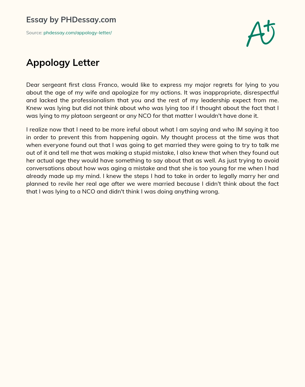 Appology Letter essay