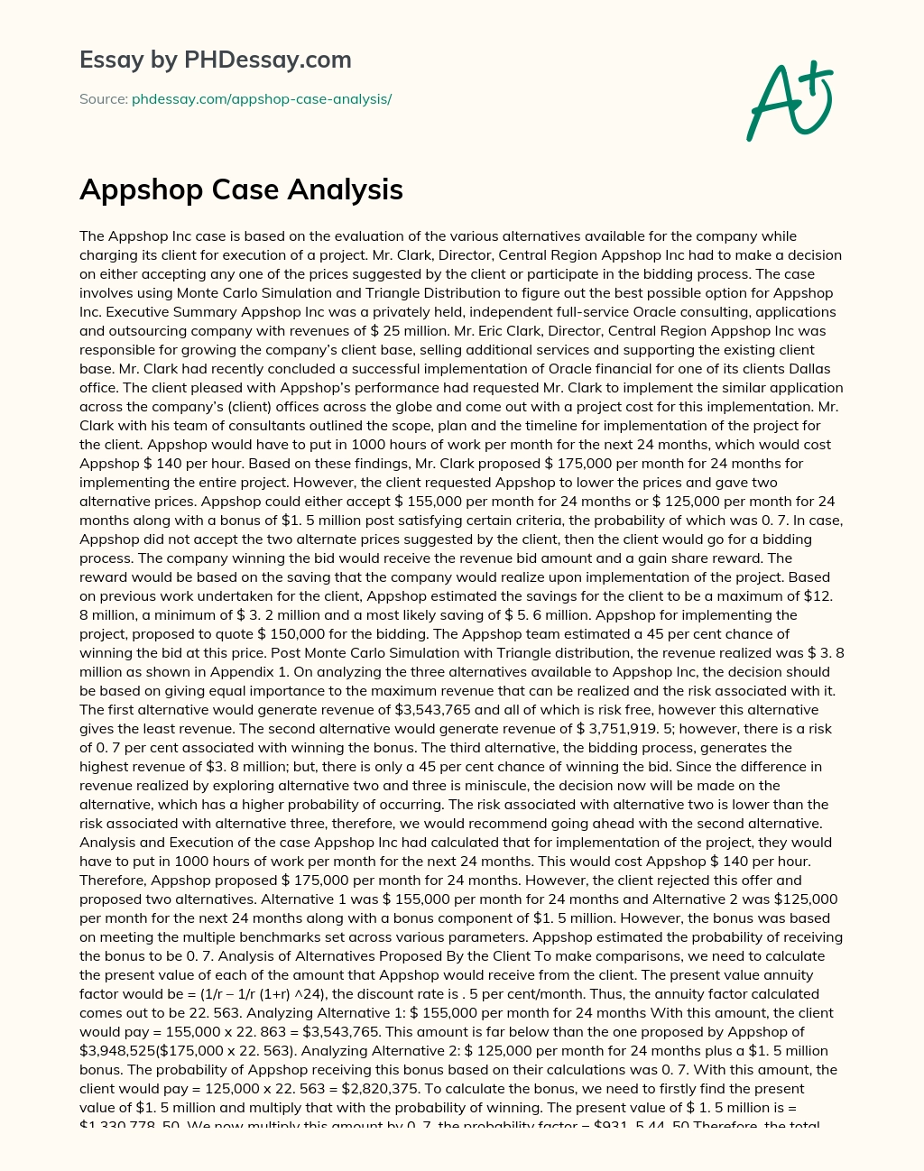 Appshop Case Analysis essay
