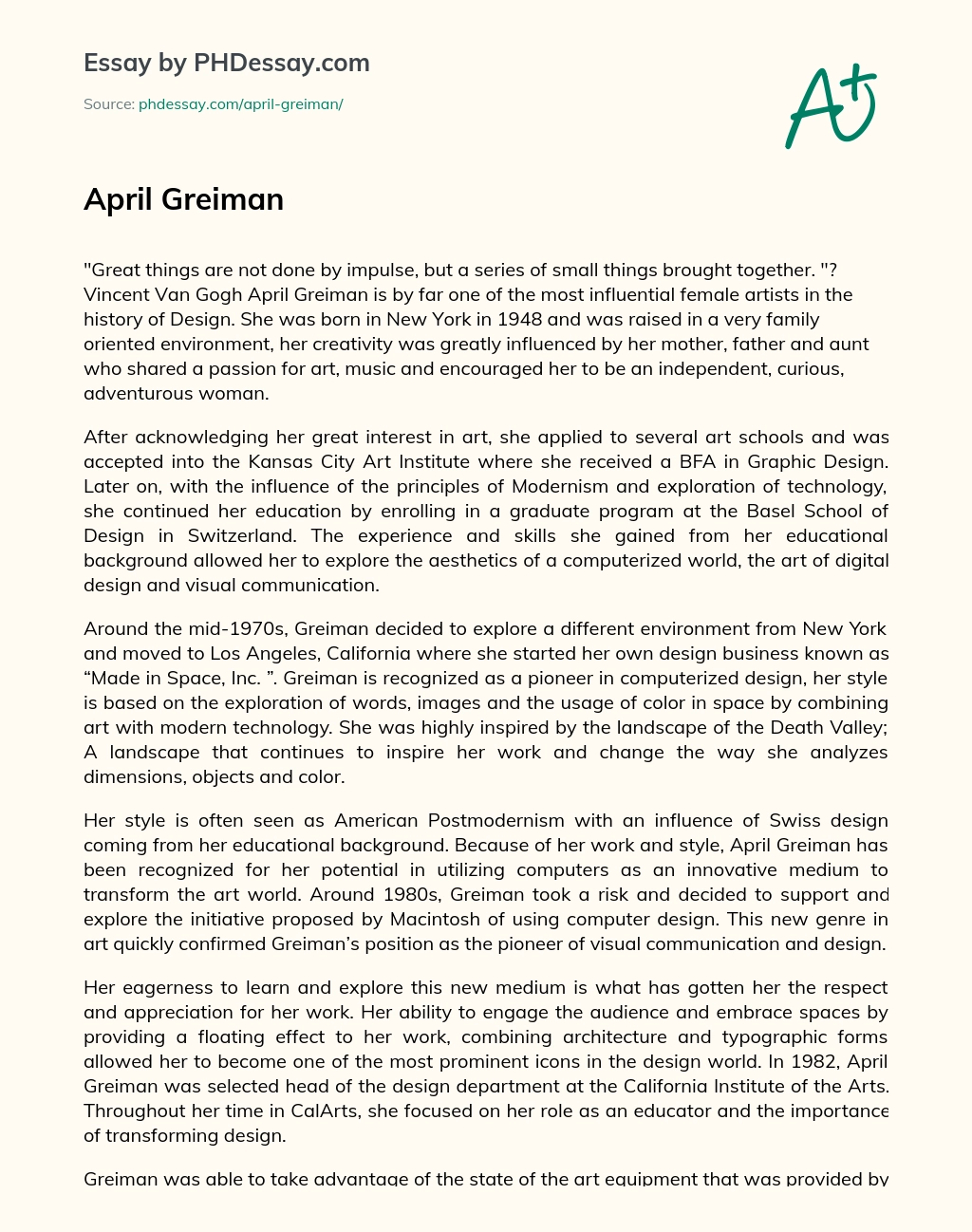 April Greiman essay