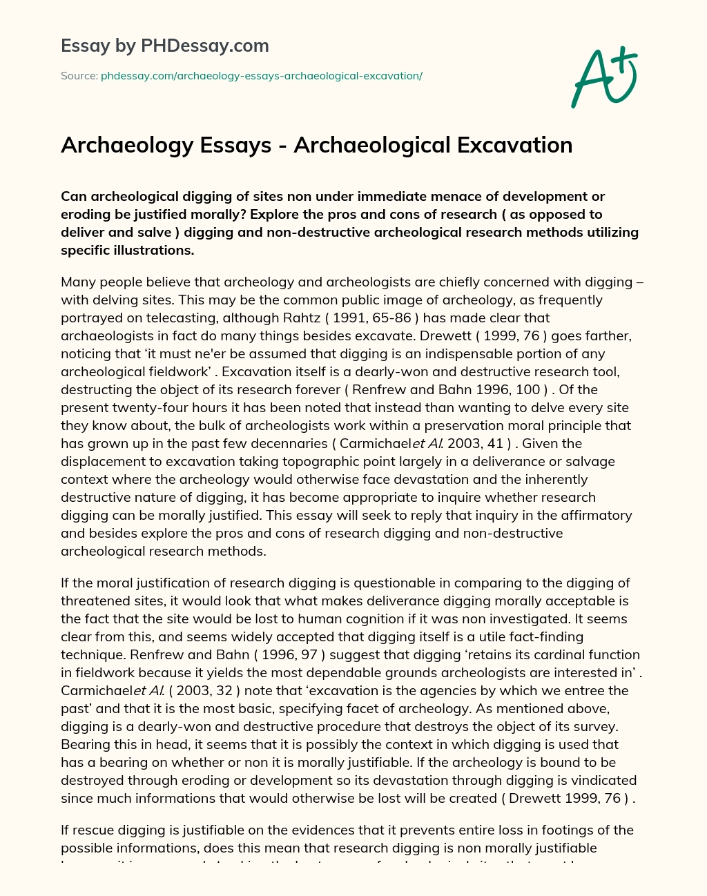 Archaeology Essays – Archaeological Excavation essay