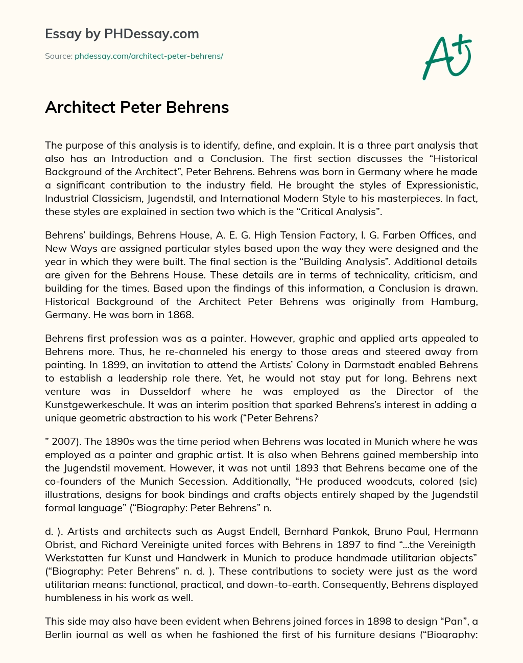 Architect Peter Behrens essay