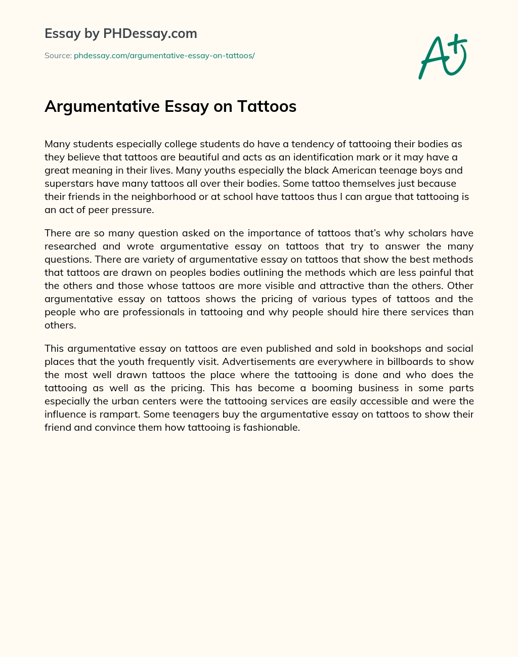Argumentative Essay on Tattoos essay