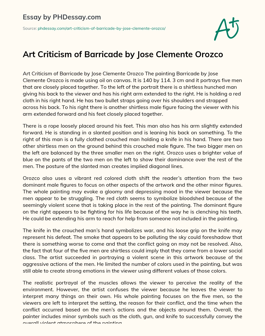 Art Criticism of Barricade by Jose Clemente Orozco essay