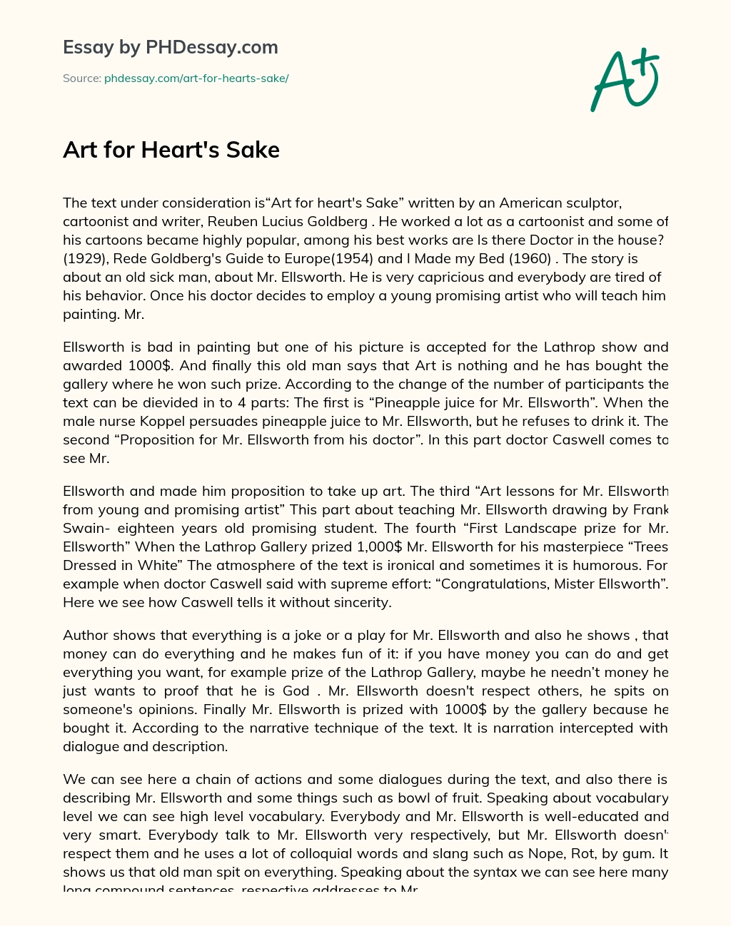 Art for Heart’s Sake essay