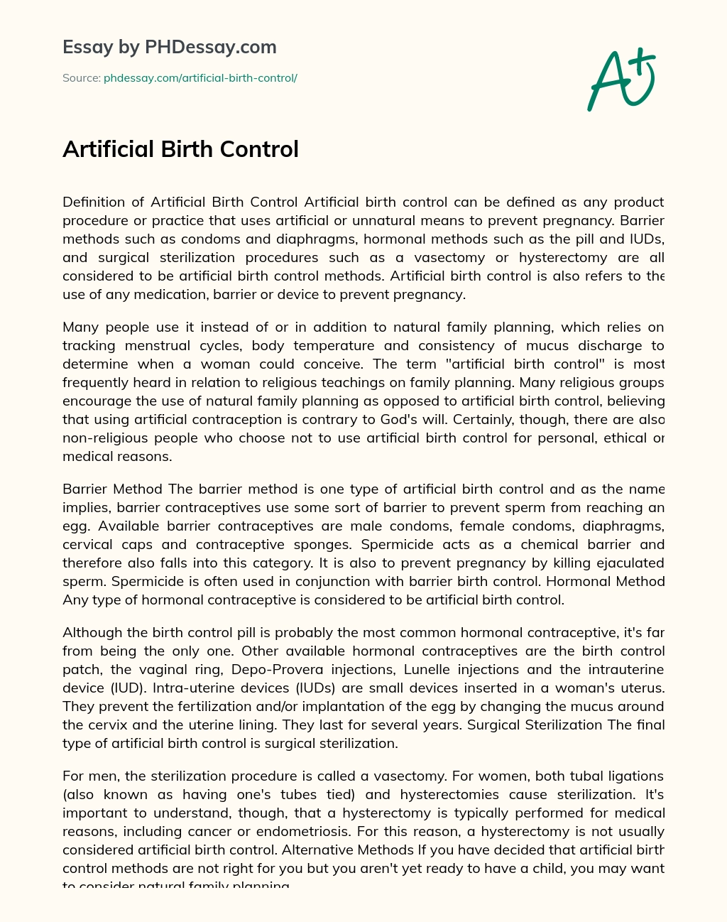birth control essay introduction