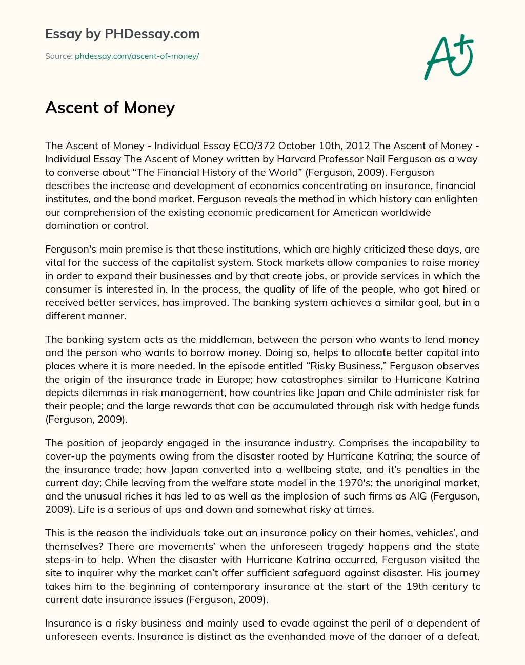 Ascent of Money essay
