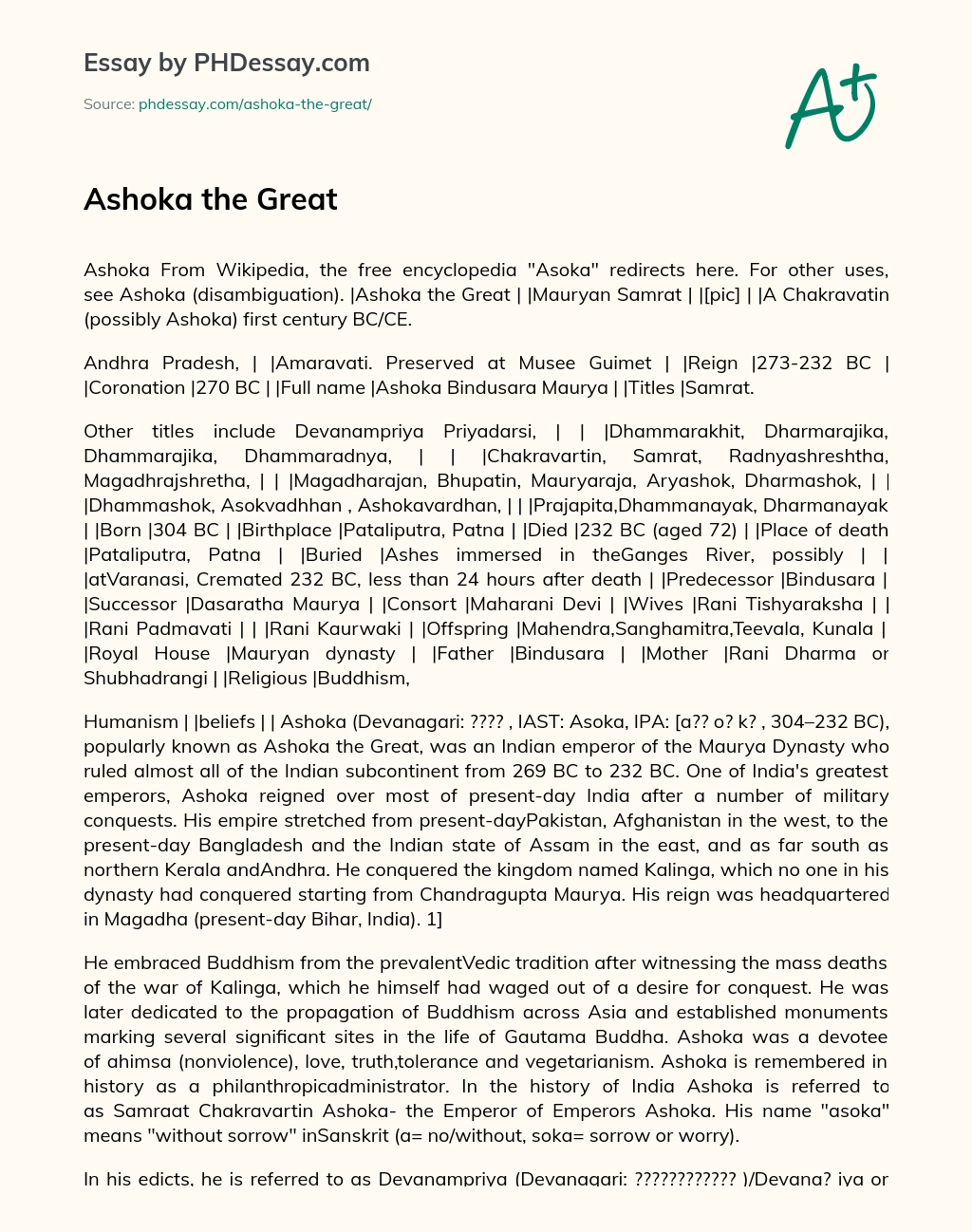 Ashoka the Great essay