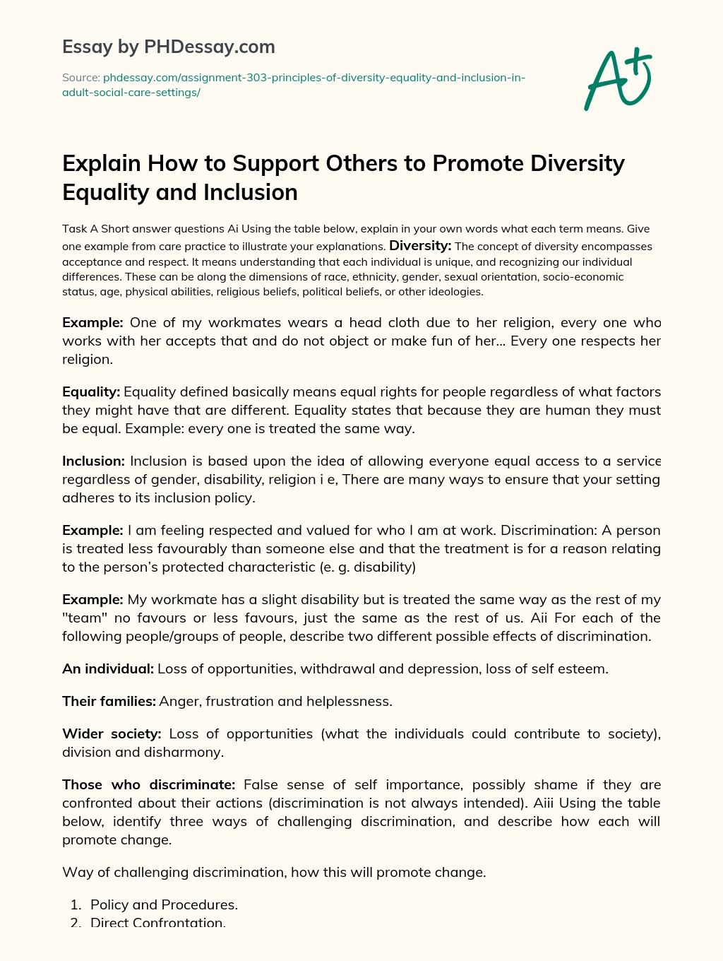 diversity equality and inclusion essay