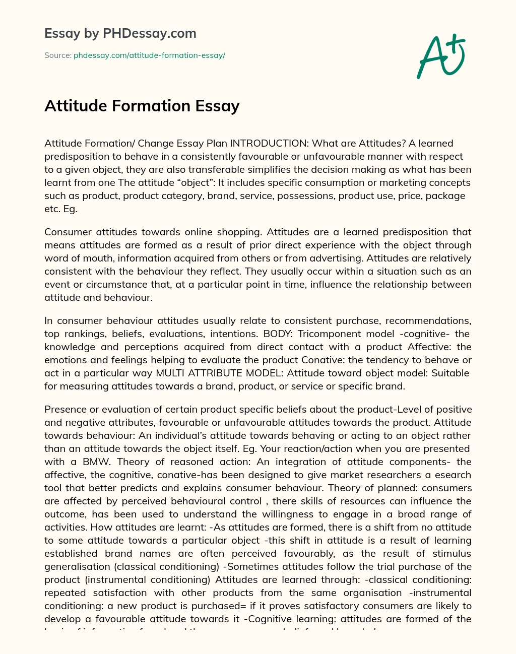Attitude Formation Essay essay